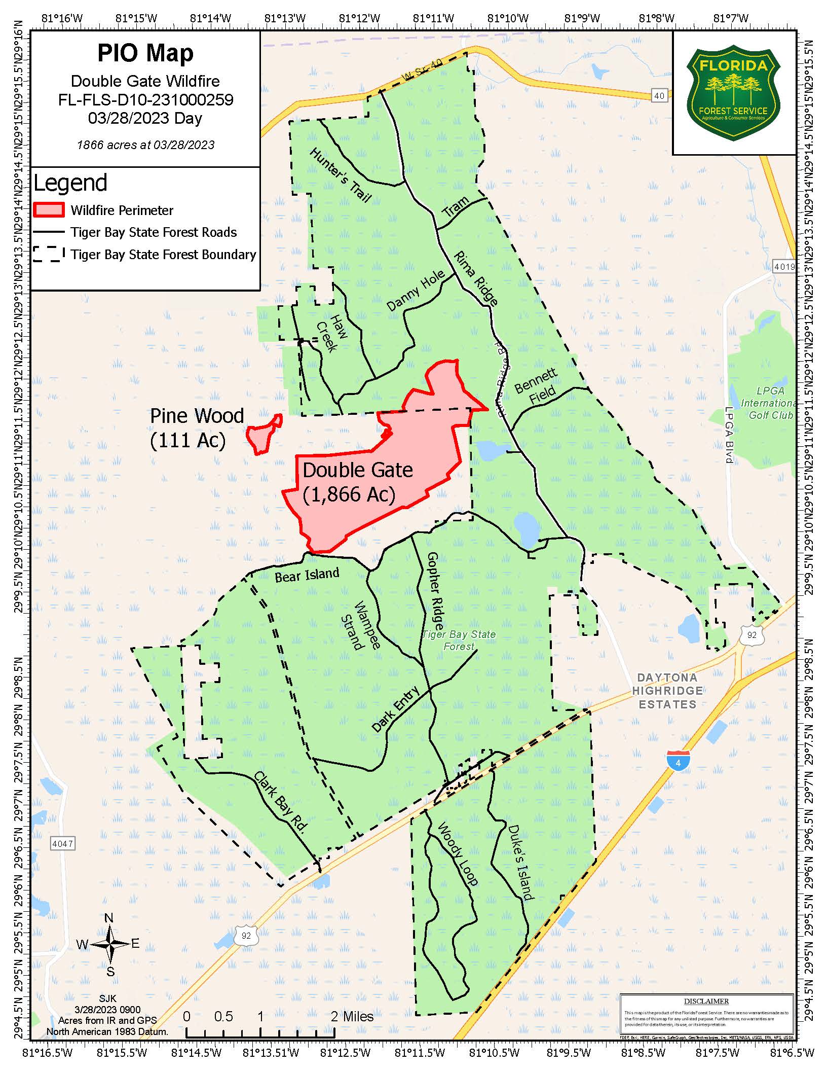 March 28, 2023 Updated Wildfire Map and Information